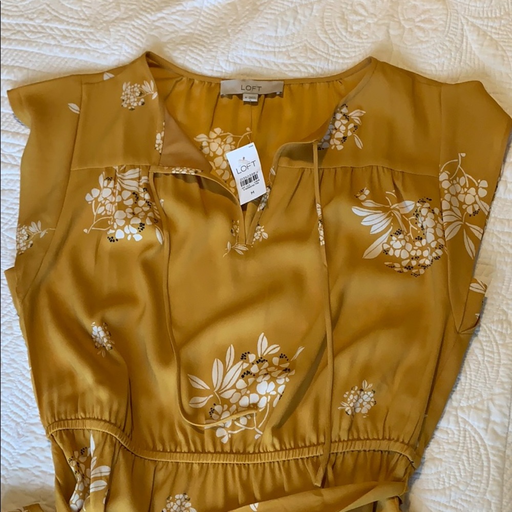Loft Midi Dress in Yellow NWT